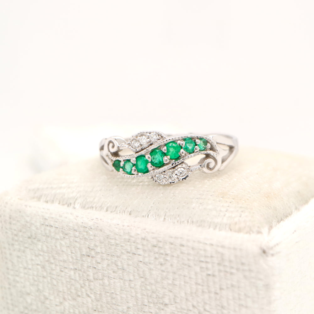 9ct white gold, emerald and diamond eternity ring