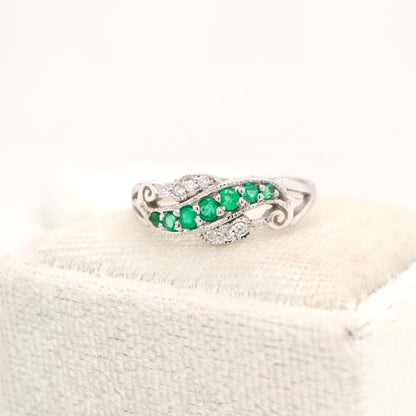9ct white gold, emerald and diamond eternity ring