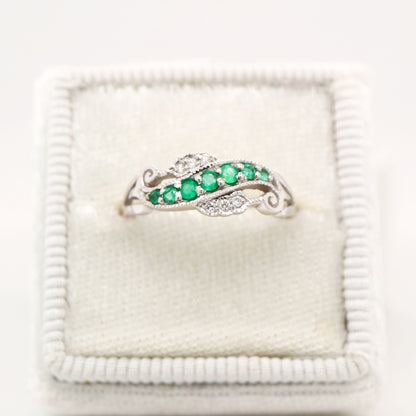 9ct white gold, emerald and diamond eternity ring