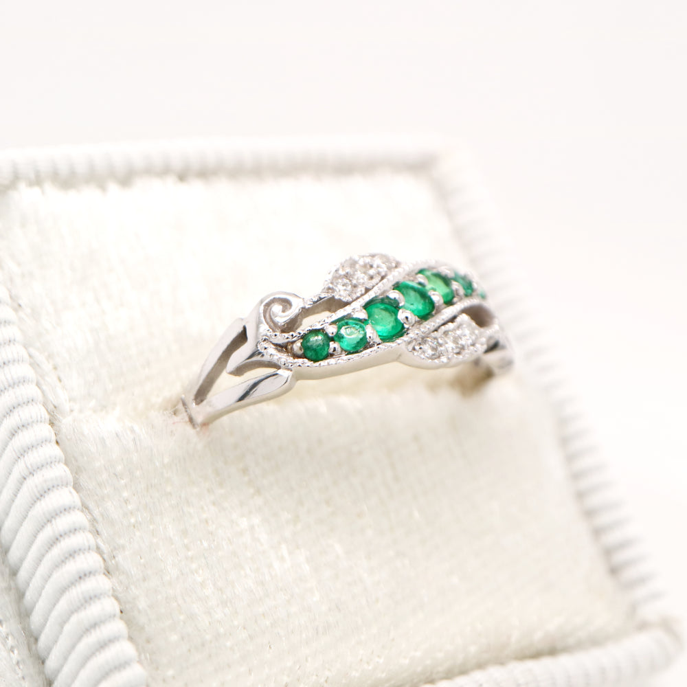 9ct white gold, emerald and diamond eternity ring