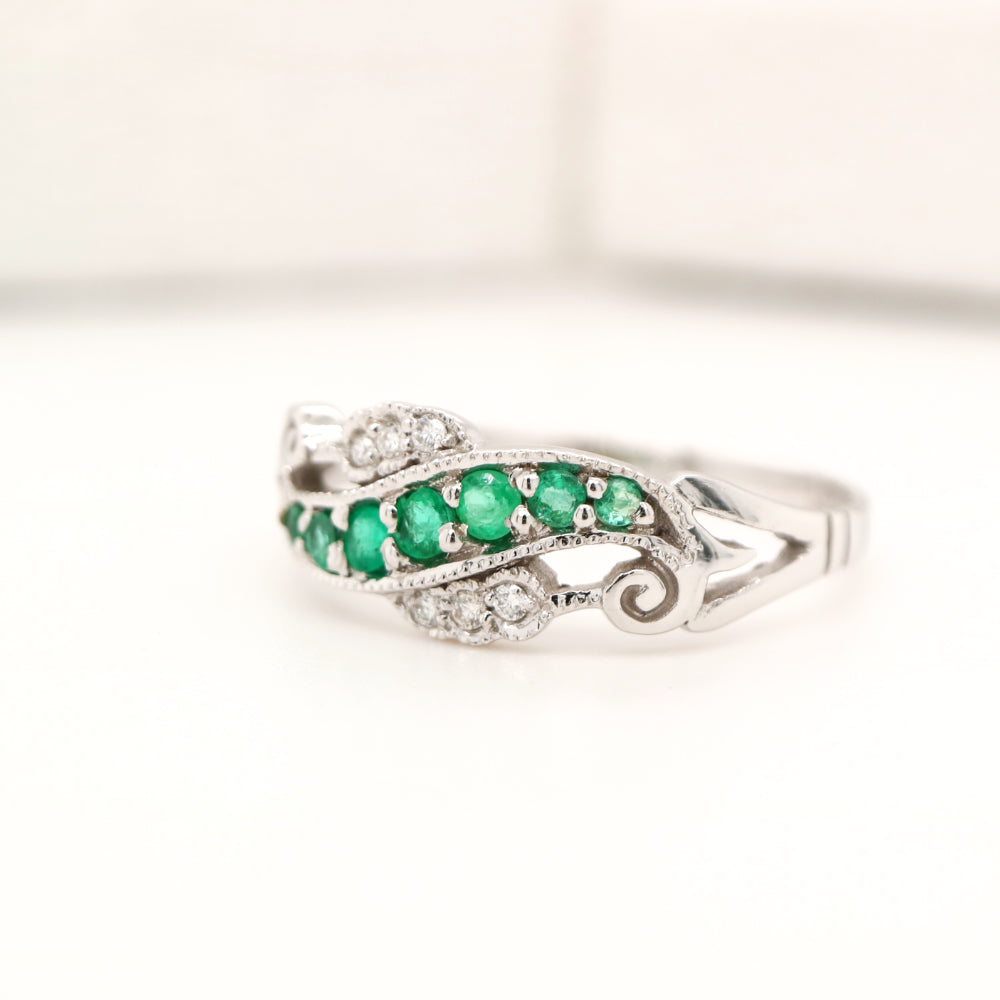 9ct white gold, emerald and diamond eternity ring