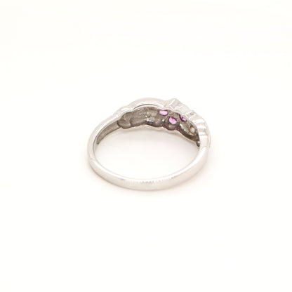 Gold, pink sapphire and pearl cluster ring