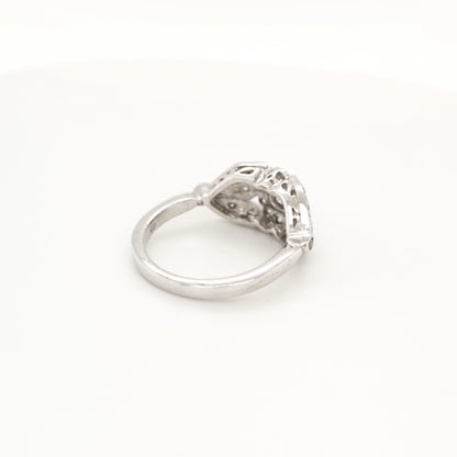 Flower and petal ring with CZ in Sterling Silver