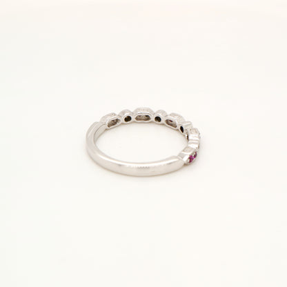 Paired ruby celebration band with cz in sterling silver