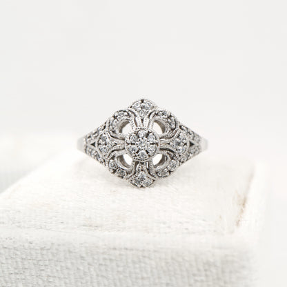 Fancy CZ cluster ring in Sterling Silver