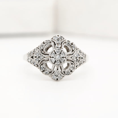 Fancy CZ cluster ring in Sterling Silver