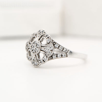 Fancy CZ cluster ring in Sterling Silver
