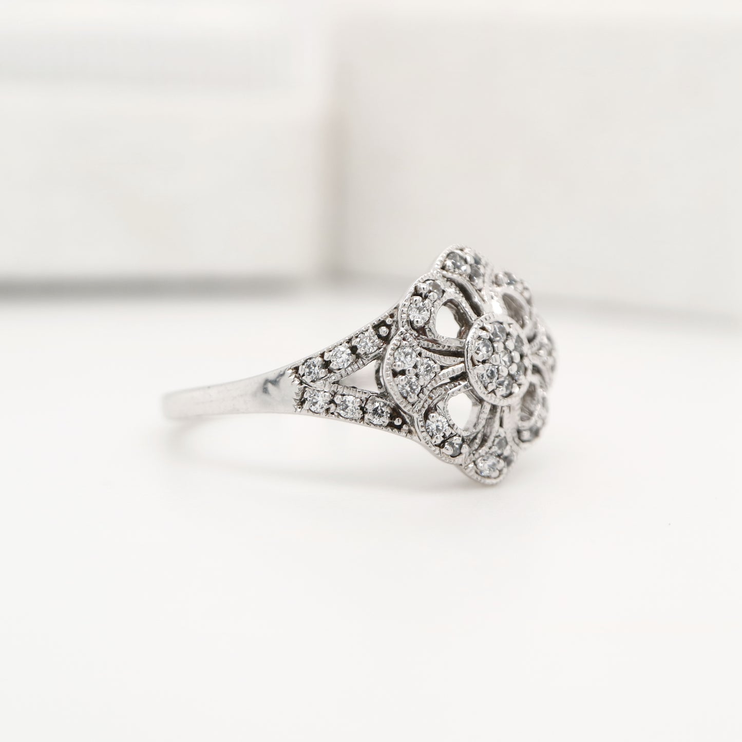 Fancy CZ cluster ring in Sterling Silver