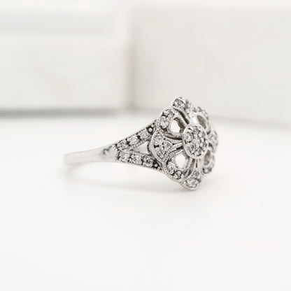 Fancy CZ cluster ring in Sterling Silver