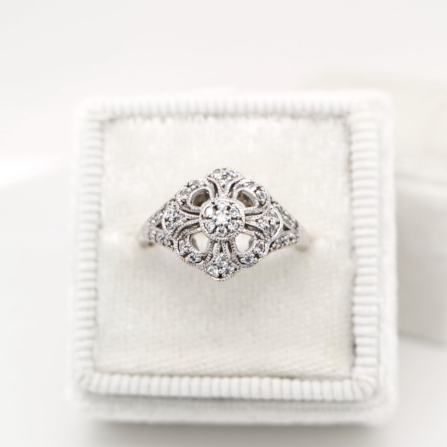 Fancy CZ cluster ring in Sterling Silver