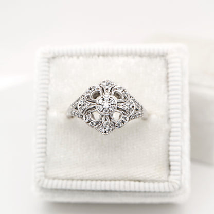 Fancy CZ cluster ring in Sterling Silver