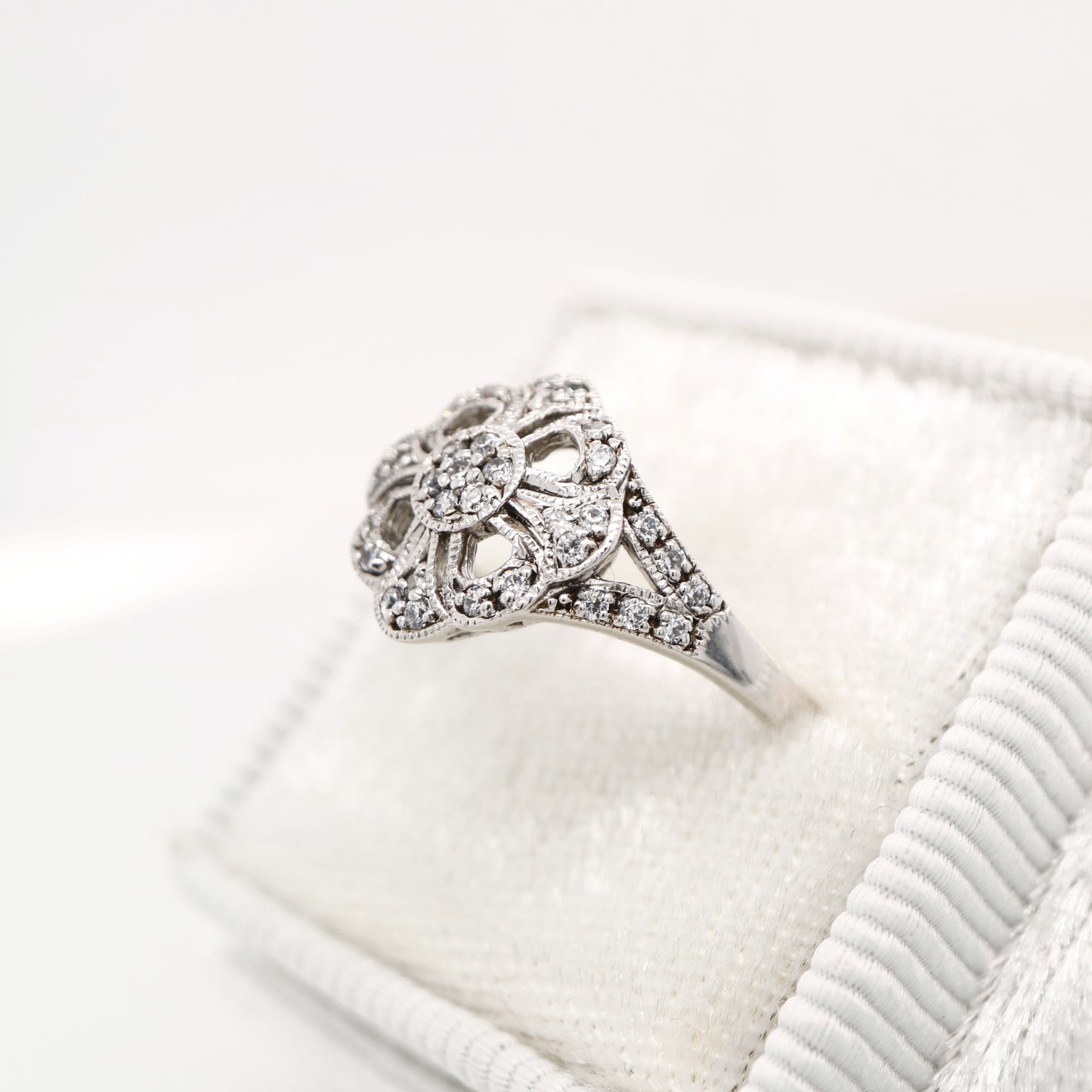 Fancy CZ cluster ring in Sterling Silver