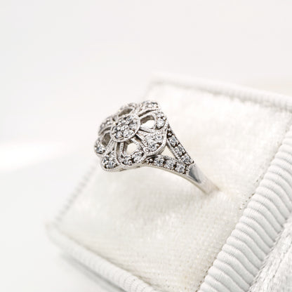 Fancy CZ cluster ring in Sterling Silver