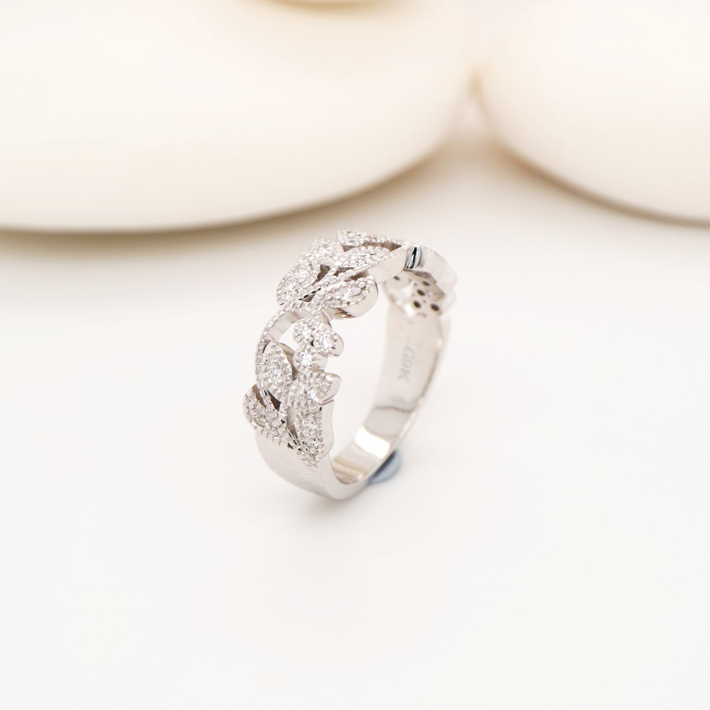 Ivy half band with diamonds in white gold