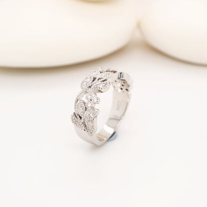 Ivy half band with diamonds in white gold