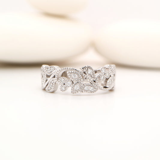 Ivy half band with diamonds in white gold