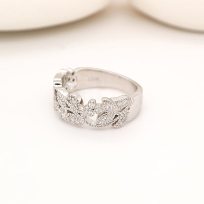 Ivy half band with diamonds in white gold