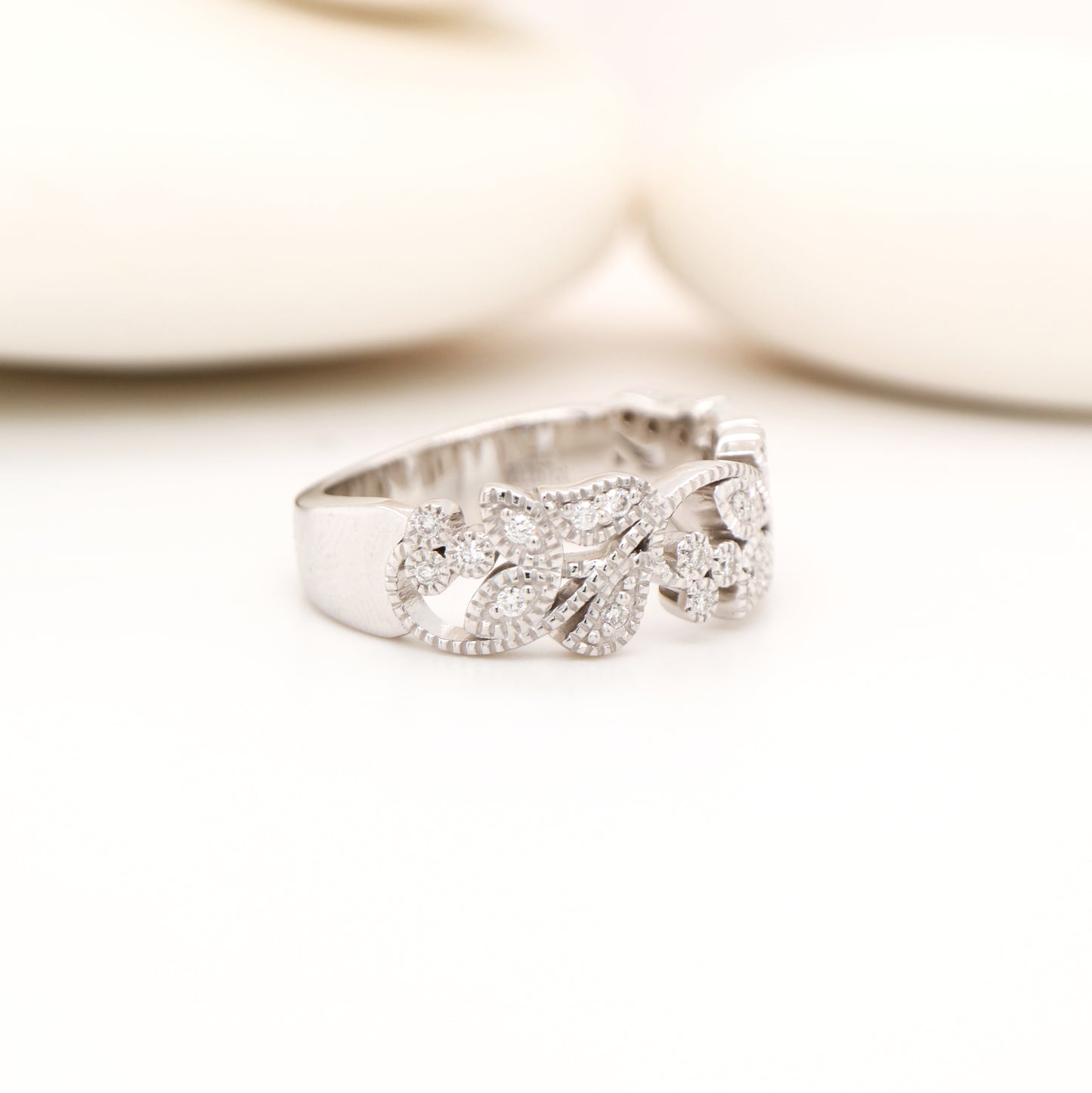 Ivy half band with diamonds in white gold