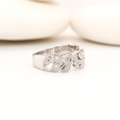 Ivy half band with diamonds in white gold