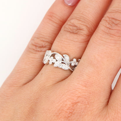 Ivy half band with diamonds in white gold