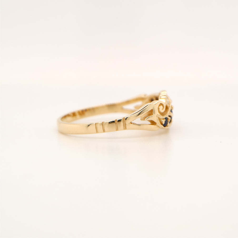 9ct yellow gold sapphire and diamond eternity ring