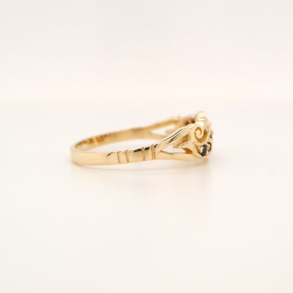 9ct yellow gold sapphire and diamond eternity ring