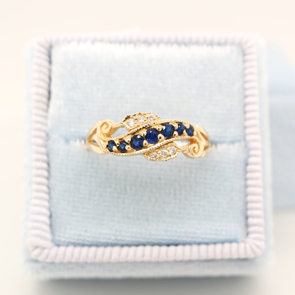 9ct yellow gold sapphire and diamond eternity ring