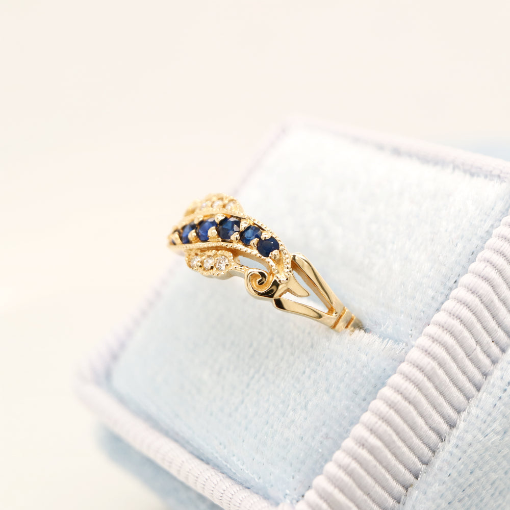 9ct yellow gold sapphire and diamond eternity ring