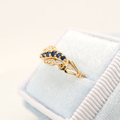 9ct yellow gold sapphire and diamond eternity ring