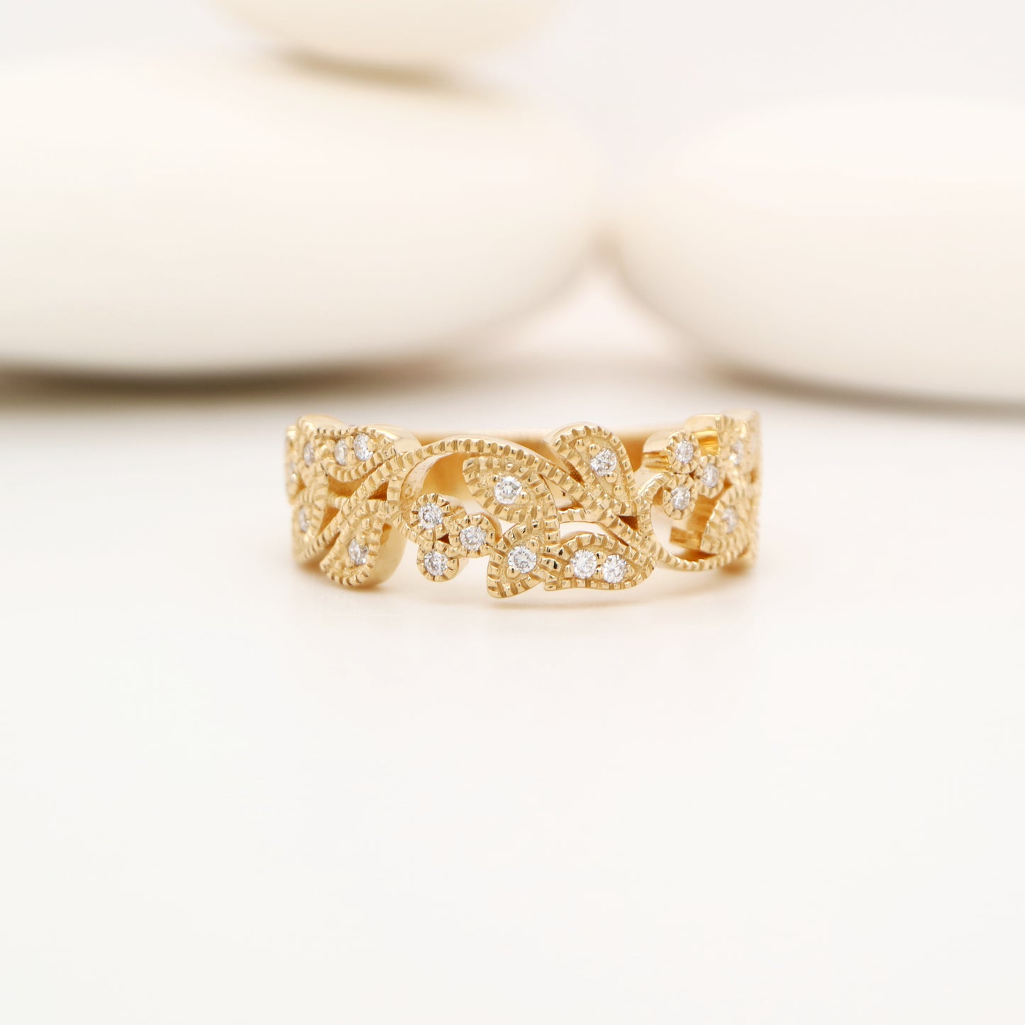Ivy half band with diamonds in yellow gold