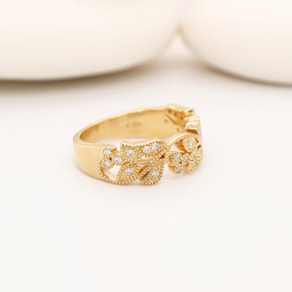 Ivy half band with diamonds in yellow gold