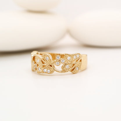 Ivy half band with diamonds in yellow gold