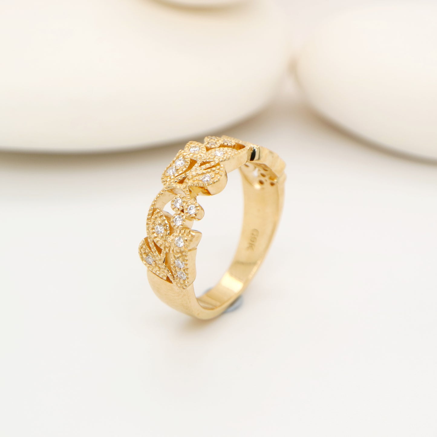 Ivy half band with diamonds in yellow gold