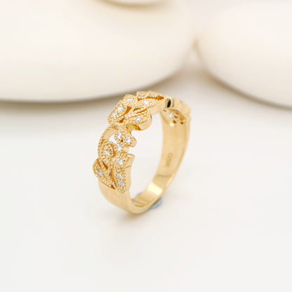 Ivy half band with diamonds in yellow gold