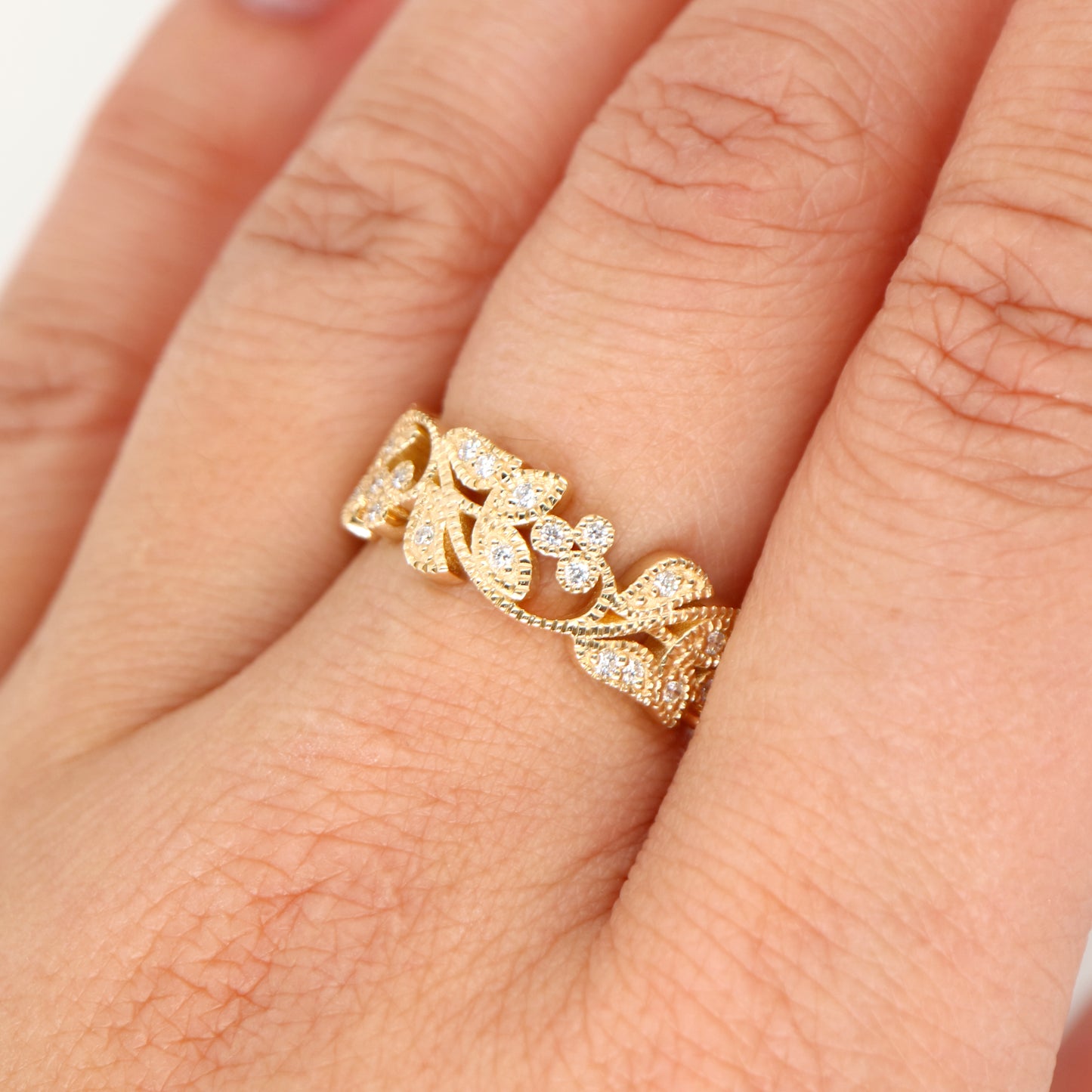 Ivy half band with diamonds in rose gold