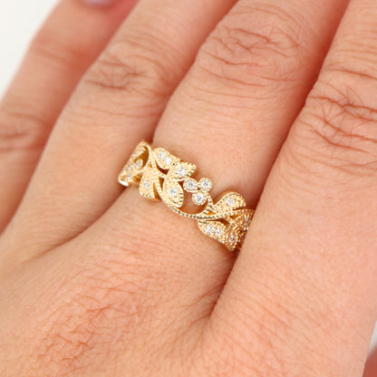 Ivy half band with diamonds in rose gold