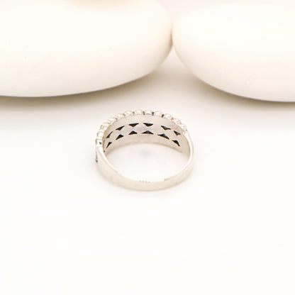 Scalloped edged marcasite ring in sterling silver