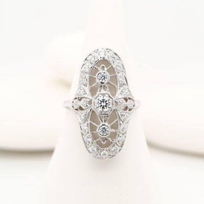 Cocktail halo ring with cubic zirconia in sterling silver