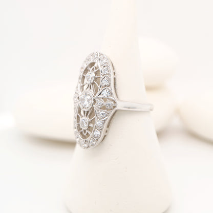 Cocktail halo ring with cubic zirconia in sterling silver