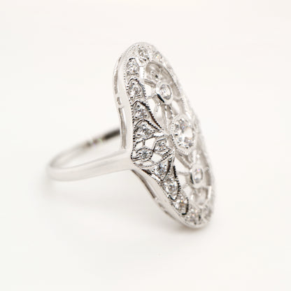 Cocktail halo ring with cubic zirconia in sterling silver