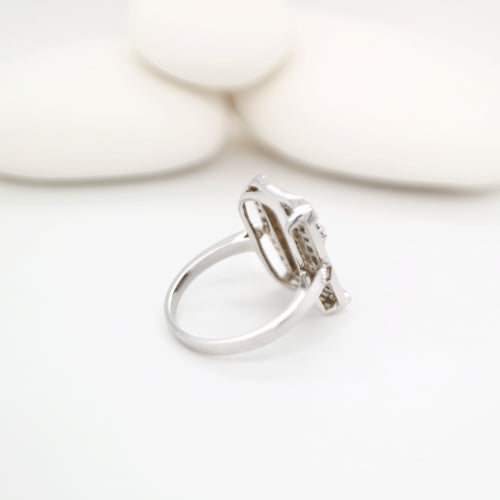 Art deco style CZ ring with channel set CZ in sterling silver
