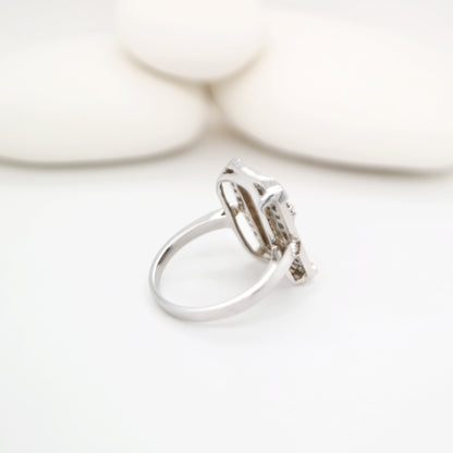 Art deco style CZ ring with channel set CZ in sterling silver