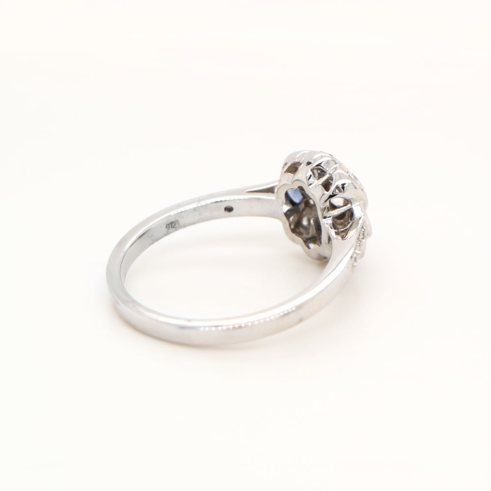 Vintage Pinwheel Ring in Sterling Silver, Sapphire and CZ