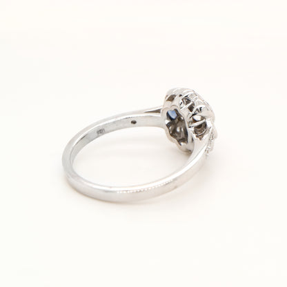 Vintage Pinwheel Ring in Sterling Silver, Sapphire and CZ