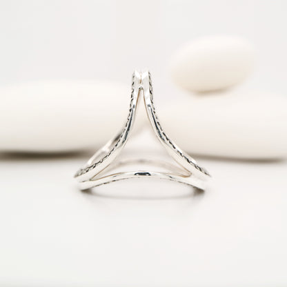 Tri-hoop ring with marcasite in sterling silver