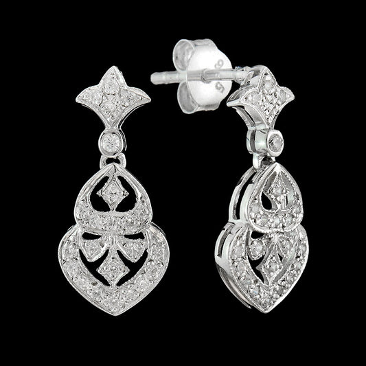 Vintage diamond drop studs in 9k white gold