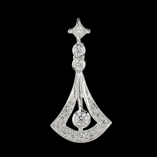Fan pendant with diamonds in 9k white gold